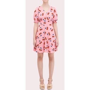 Kate Spade New York Cherry Toss Pink Dress Puff Sleeve Women's Size 6